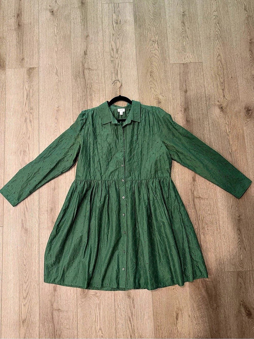 J.Crew Eyelet Shirt-dress Green Size 14